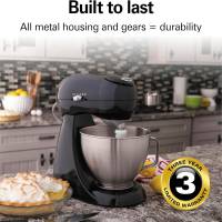 Hamilton Beach All-Metal 12-Speed Electric Stand Mixer, Tilt-Head, 4.5 Quarts, Pouring Shield, Licorice (63227)