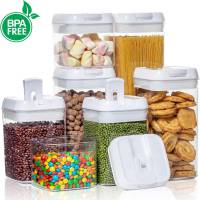 Vtopmart Airtight Food Storage Containers, 7 Pieces BPA Free Plastic Cereal Containers with Easy Lock Lids, for Kitchen Pantry Organization and Storage