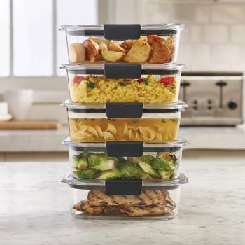 Rubbermaid Brilliance Food Storage Containers, BPA Free, Airtight Lids, Ideal for Lunch, Meal Prep & Leftovers, Set of 5 (3.2 Cup)