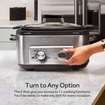 COSORI 11-in-1 Slow Cooker Multi-function, 24-hour delay timer with the ability to cook everything from stew, and grill to non-stick yogurt inside