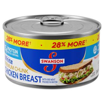 Swanson White Premium Chunk Canned Chicken Breast in Water, Fully Cooked Chicken, 12.5 OZ Can