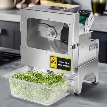 200W Commercial Vegetable Chopper Machine – Automatic Onion Dicer & Slicer, 150kg/h High Efficiency, 70mm Wide Feed Chute for Potato, Cabbage, Carrot – Heavy Duty Kitchen Herb Cutter Visualization