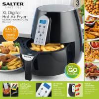 Salter EK2559 XL Hot Non-Stick Basket, Light Touch Digital Display, Compact Air Fryer, Adjustable Timer and Power Indicator, Can Heat Up to 200°, 1500 W