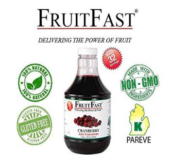 Cranberry Juice Concentrate by FruitFast - (32 FL OZ) Unsweetened, 50 Brix Pure Concentrated Cranberry Juice - 100% Cranberry Extract - No Additives