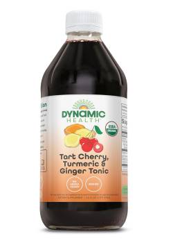 Dynamic Health Organic Tart Cherry Juice Tonic with Turmeric & Ginger | Organic and Kosher | Key Compounds | 16 oz