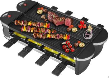 Artestia Electric Dual Raclette Grill with Cast Aluminum Reversible Grill Plate, Easy Setup in 360° Rotation, Serve the whole family (Reversible Aluminum