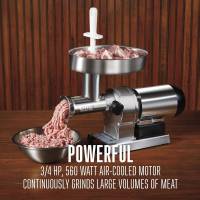 Weston Butcher Series Electric Meat Grinder & Sausage Stuffer, Commercial Grade, 0.75 HP and 560 Watts, 9 lbs per minute, Stainless Steel