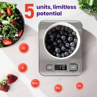 Etekcity Food Kitchen Scale, Digital Grams and Ounces for Weight Loss, Baking, Cooking, Keto and Meal Prep, LCD Display, Medium, 304 Stainless Steel