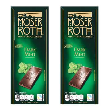 Moser Roth Dark Mint Privat Chocolatiers Fine German European Chocolate Bar (2 Pack SimplyComplete Bundle) Keto Friendly Sweets Low Carb Snack Dessert Food