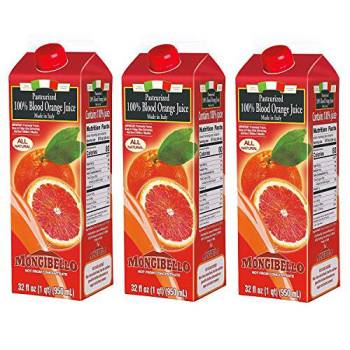 Mongibello 100% Fresh Squeezed Italian Juice (Blood Orange), Pack 3