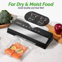 GERYON Vacuum Sealer, Vacuum Sealer Machine for Food Storage with Sealer Bags & Roll, Automatic Food Sealer for Sous Vide, Compact Design, LED Lights