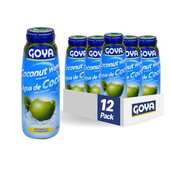 Goya Foods Coconut Water With Pulp, Real Coconut Pieces, 13.5 Fl Oz (Pack of 12)