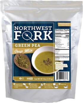 NorthWest Fork Green Pea Soup (Gluten-Free, Non-GMO, Kosher, Vegan) 15 Serving Bag - 10+ Year Shelf Life