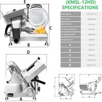 Premium Commercial Heavy Duty Manual Meat Slicer - KITMA Stainless Steel Electric Cheese Deli Food Slicer with 12’’ Blade, Adjustable Thickness Control