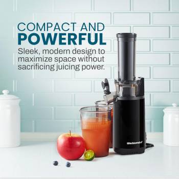 Elite Gourmet Masticating Juicer Machines, 12-inch Juicer, Masticating Cold Press Juicer Machines, Juicer for Vegetables and Fruits, Easy to Clean Juicer