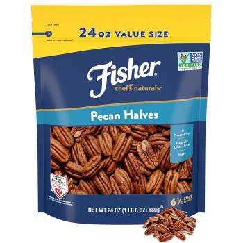 Fisher Chef's Naturals Pecan Halves 24oz Resealable Bag, Unsalted Raw Nuts for Cooking, Baking & Snacking, Vegan Protein, Keto Snack, Gluten Free