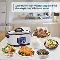 NutriChef Sous Vide Slow Cooker - 11 in 1 Steamer Stainless Steel High-Pressure Multi Cooker Crock Pot w/ Digital LCD Display, 11 Preset Cooking Modes