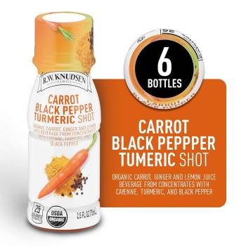 R.W. Knudsen Organic Carrot Black Pepper Tumeric Juice Shots, 2.5 Fluid Ounces (Pack of 6)