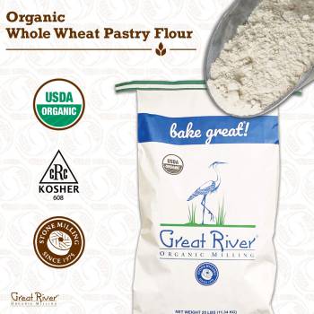 Great River Organic Milling Specialty Flour Bundle - Whole Wheat Pastry Flour (25 lbs) and Dark Rye Flour (25 lbs)