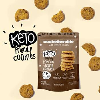 Nunbelievable Pecan Sandy Keto Cookies | Delicious Sugar Free Diabetic Snacks | Non GMO and Grain Free Healthy Snacks for Adults