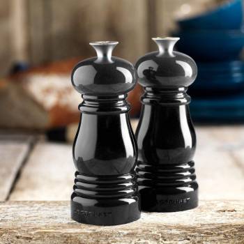 Le Creuset Petite Salt and Pepper Mill Set, 5" x 2" each, Black