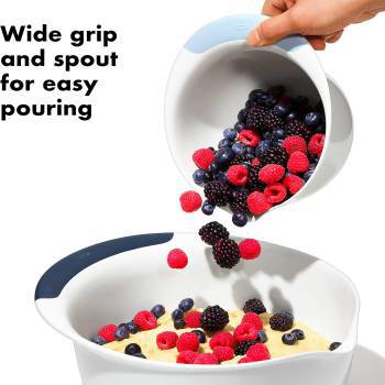 OXO,plastic Good Grips 3-Piece Mixing Bowl Set – Blueberry, Jam & Seltzer Handles​,4.7 LITERS, Large