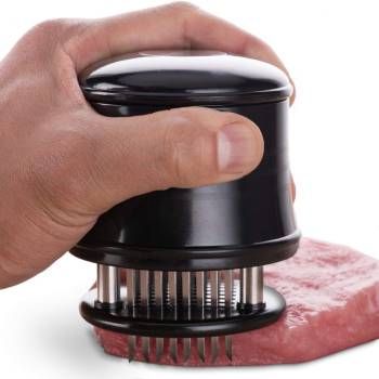 MERCIER Professional Needle Meat Tenderizer - 56 Stainless Steel Blades - For Steak, Chicken, Fish and Pork + Cleaning Brush