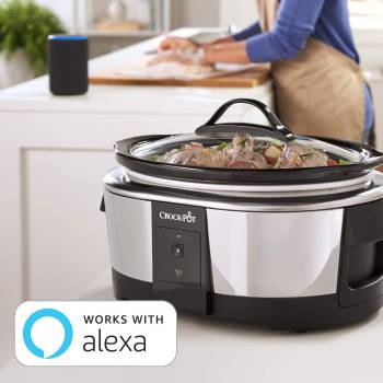 Crock-Pot 6 Quart Programmable Slow Cooker and Food Warmer Works with Alexa, Stainless Steel (2139005)