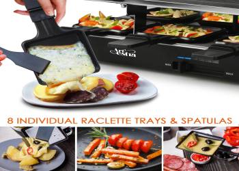 Artestia 1700W Raclette Table Grill with Steak Stone Cooking, 2-in-1 Korean BBQ Grill Electric Indoor Outdoor Cheese Raclette