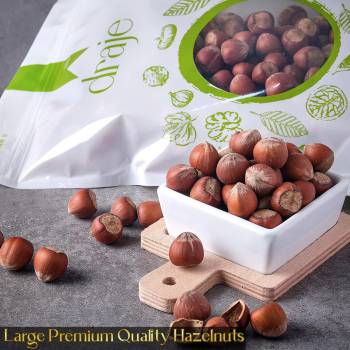 Raw Hazelnuts in Shell, Bulk Nuts in Shell, Easy to Crack, Fresh Large Nuts for Squirrels, Premium Shelled Filberts, 2 Pound in Resealable Bag