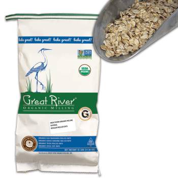 Great River Organic Milling, Oatmeal, Regular Rolled Oats, Organic, 25-Pounds (Pack of 1)