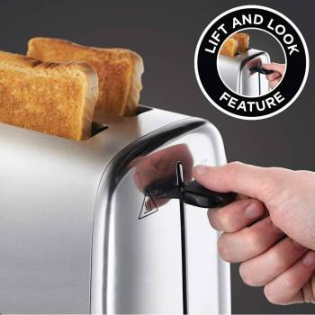 Russell Hobbs 2 Slice Toaster with Perfect Toast Technology for improved evenness (Wide slots, Lift & look feature, 6 Browning levels