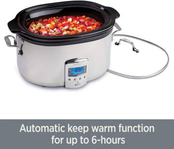 All-Clad Electrics Stainless Steel and Ceramic Slow Cooker with Insert and Lid 6.5 Quart Nonstick 320 Watts Oval Shaped, Programmable