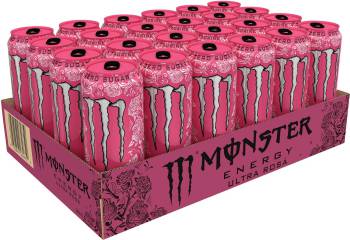 Monster Energy Ultra Rosa, Sugar Free Energy Drink, 16 Fl Oz (Pack of 24)