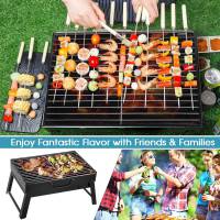 Uten Portable Charcoal Grill, Stainless Steel Folding Grill Table top Outdoor Smoker BBQ for Camping, Beach Barbecue, Smoker Grill for Camping Picnics Garden Beach Party