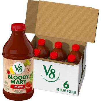 V8 Bloody Mary Mix, Vegetable Juice for Bloody Mary Cocktails, 46 FL OZ Bottle (Pack of 6)