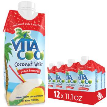 Vita Coco Coconut Water with Peach and Mango, 11.1-Ounce Containers, Pack of 12