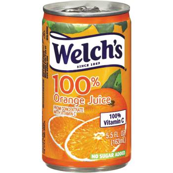 Welch's 100% Juice, Orange, No Sugar Added, 5.5 Ounce On the Go Cans (Pack of 48)