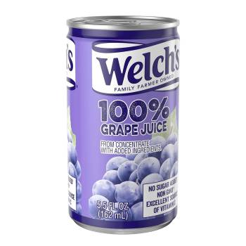 Welch's 100% Juice, Concord Grape, No Sugar Added, 5.5 Ounce On the Go Cans