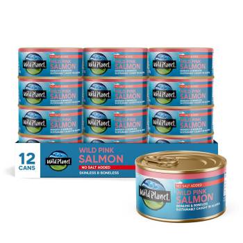 Wild Planet Wild Pink Salmon, Skinless Boneless, No Salt Added, Tinned Fish, Canned Salmon, Sustainably Caught, Non-GMO, Kosher, Gluten Free, Keto and Paleo