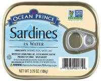 Ocean Prince Sardines in Water, 3.75 Ounce Cans