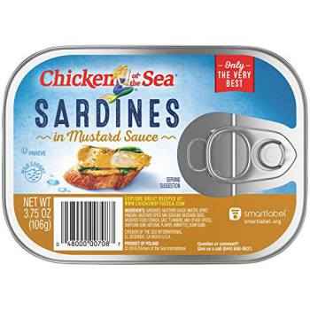 Canned sardines in mustard when eaten have a light, rich taste, providing both protein and Omega 3 fatty acids, which help lower blood pressure for good health