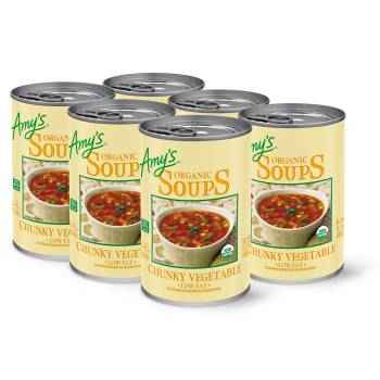 6 cans of 14.3 oz canned soup, Amy's organic vegetable soup is convenient and easy to prepare. Suitable for those who are following the keto diet