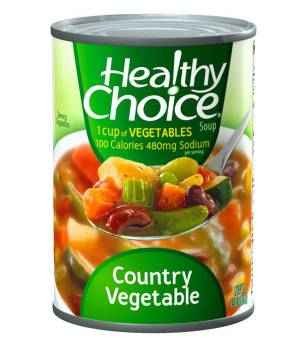 Use a fresh blend of country vegetables. This canned soup is low in fat and saturated fat, controls sodium and cholesterol