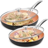 10"+12" best nonstick pan set with Lids - Ultra Nonstick Cookware Sets with Ceramic Coating