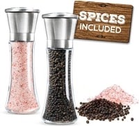 Prefilled Stainless Steel Salt and Pepper Grinder Two Piece Set