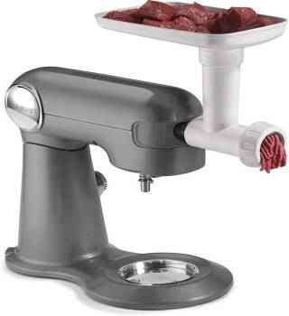 Cuisinart meat grinder accessory with Precision Master Stand Mixer uses 2 grinding discs to chop and blend fine or coarse ingredients in just minutes