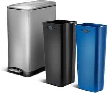 Dual Kitchen Trash can makes it easy to efficiently sort your trash and recyclables with dual compartments