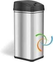 iTouchless 13 Gallon Stainless Steel Automatic Trash Can with Odor-Absorbing Filter