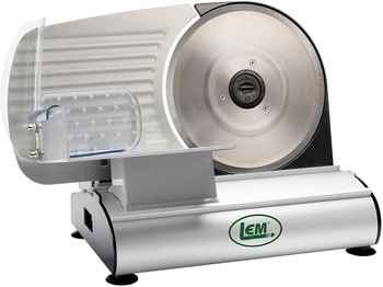 LEM Products Meat Slicer with a powerful 200-watt motor with 8.5 "stainless steel serrated blades, the large blade